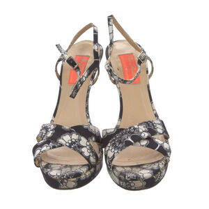 Kate Spade New York Canvas Printed Black White Slingback Pumps Size: 8 With Box